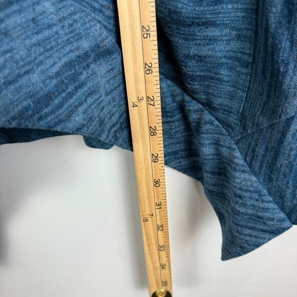 Logo Lori Goldstein Cardigan Women XS Blue Faux Suede Sleeve Asymmetric Relaxed - Picture 7 of 7